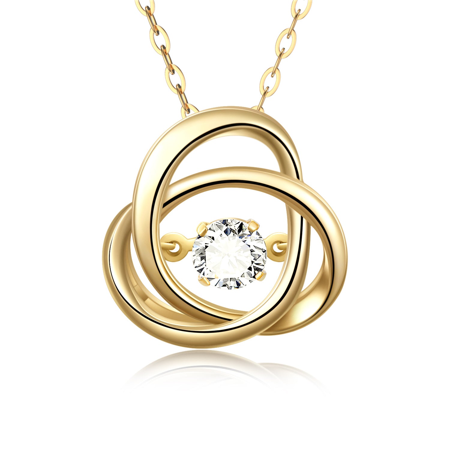 14K Gold Cubic Zirconia Celtic Knot Pendant Necklace