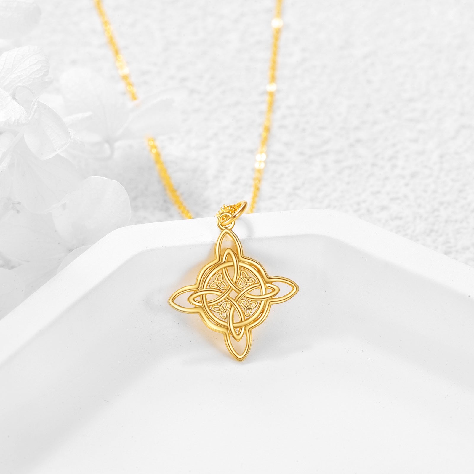 14K Gold Celtic Knot Pendant Necklace