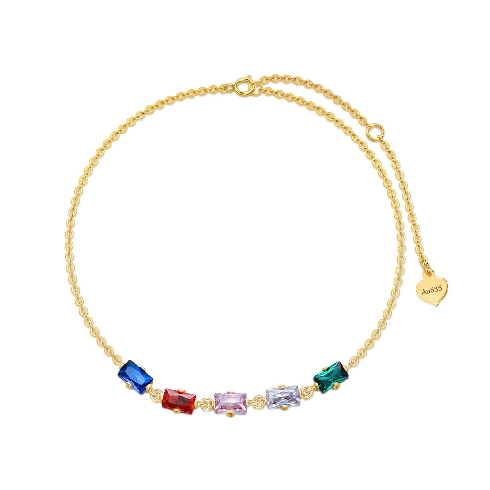 14K Gold Cubic Zirconia Circle Charm Bracelet