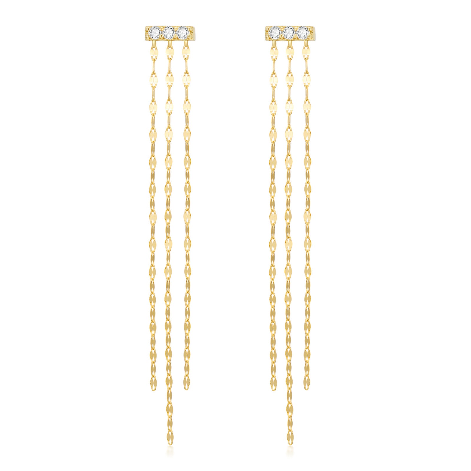 14K Gold Circular Shaped Moissanite Bar Drop Earrings