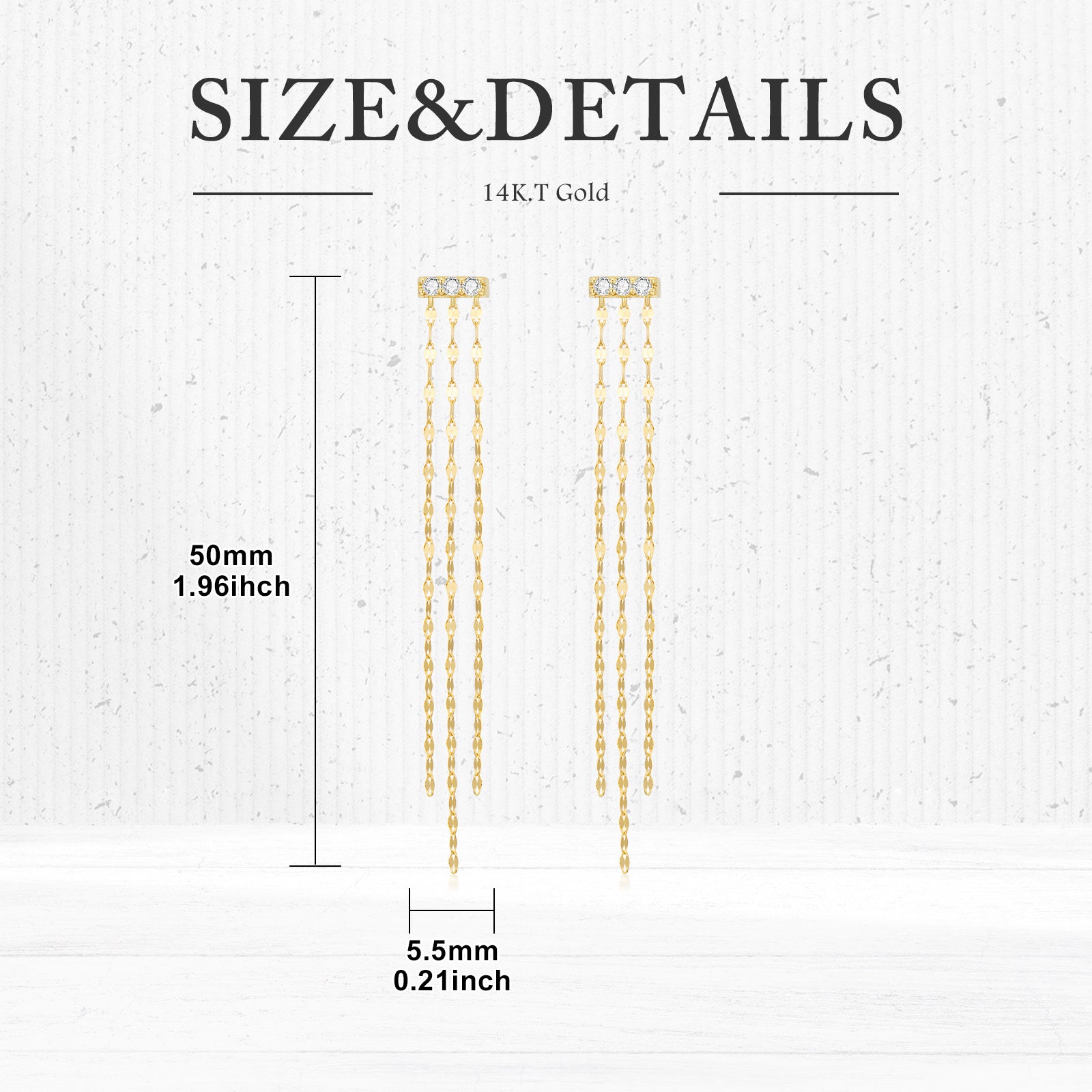 14K Gold Circular Shaped Moissanite Bar Drop Earrings
