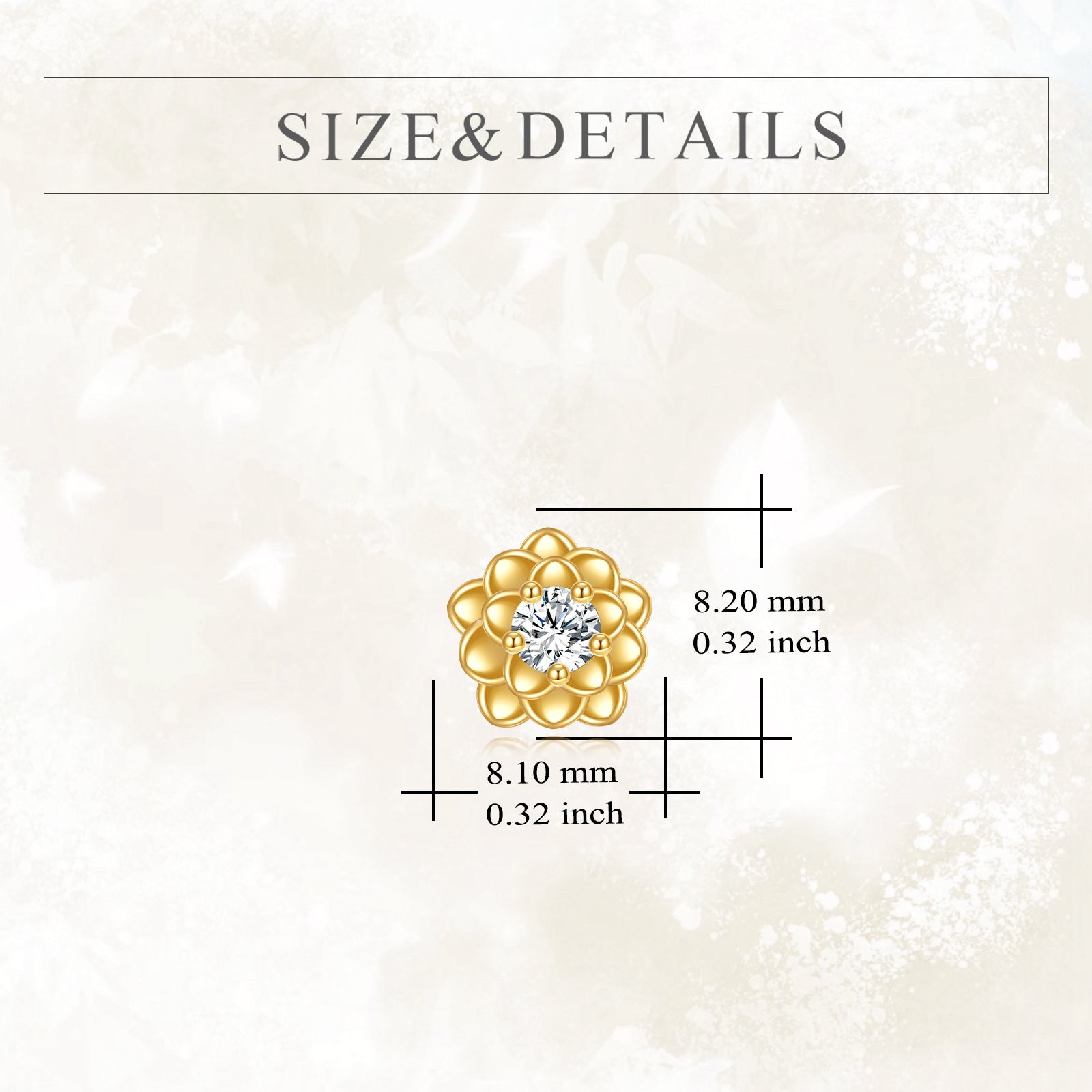 14K Gold Circular Shaped Moissanite Lily Stud Earrings