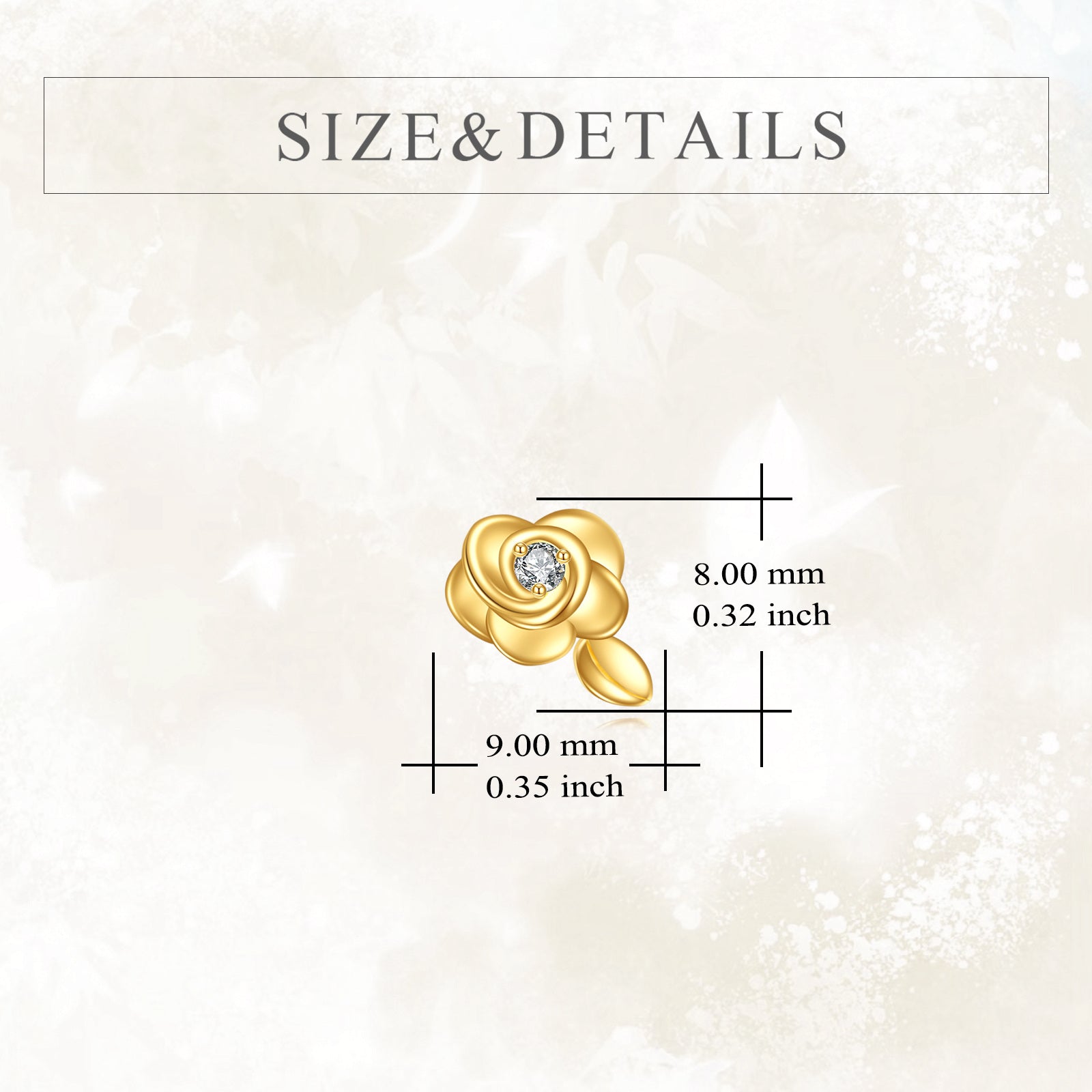14K Gold Circular Shaped Moissanite Rose Stud Earrings
