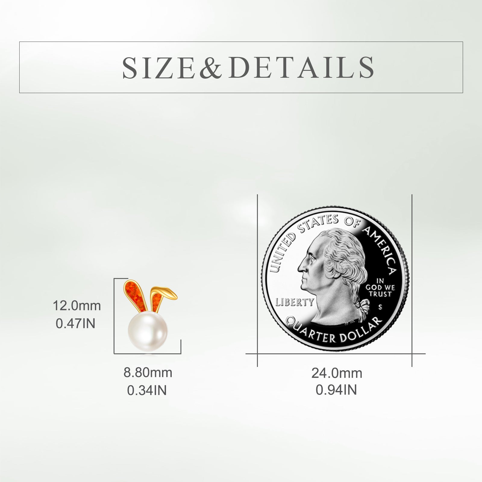 14K Gold Circular Shaped Opal & Pearl Rabbit Stud Earrings