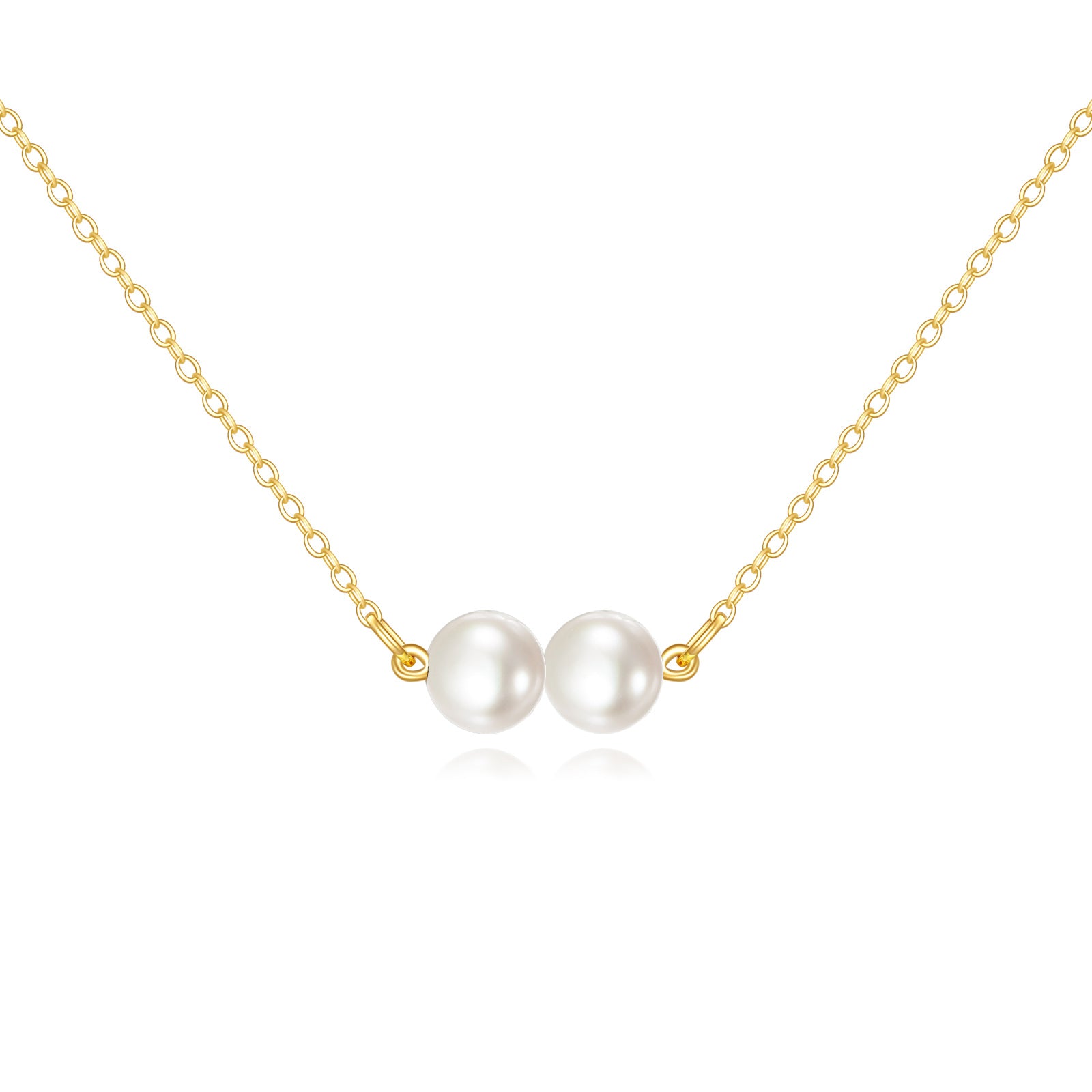 14K Gold Circular Shaped Pearl Bead Pendant Necklace