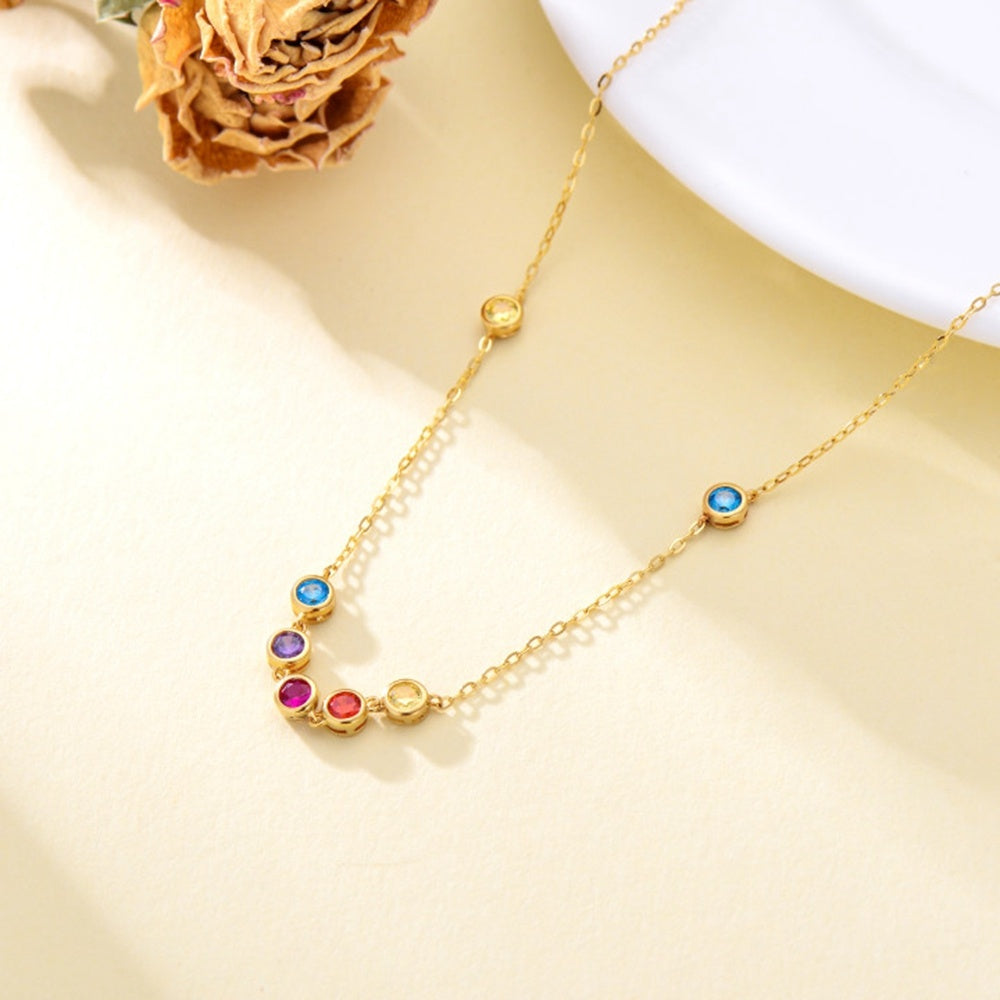 14K Gold Circular Shaped Cubic Zirconia Round Pendant Necklace