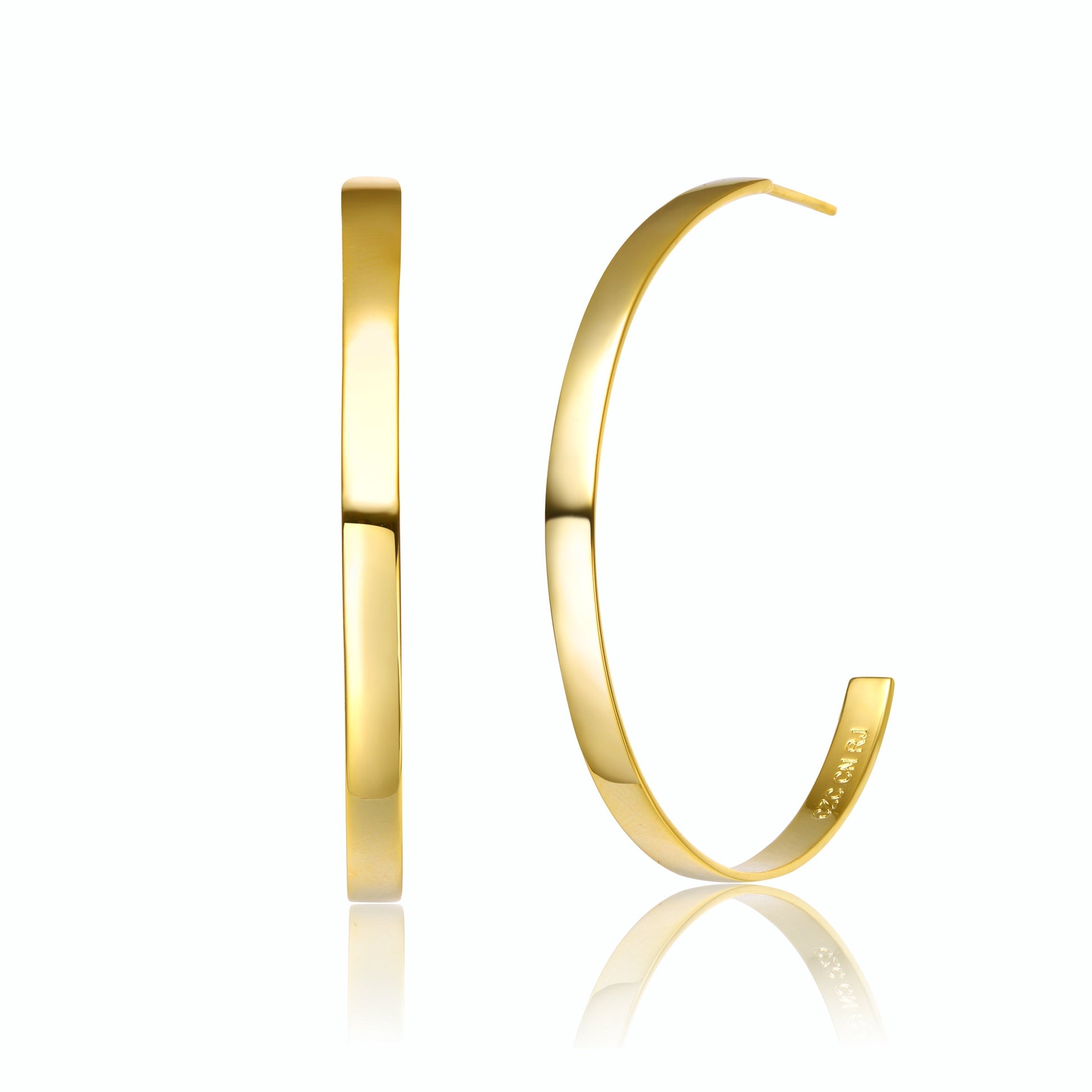 Gold Plated Sleek Open Hoop Earrings
