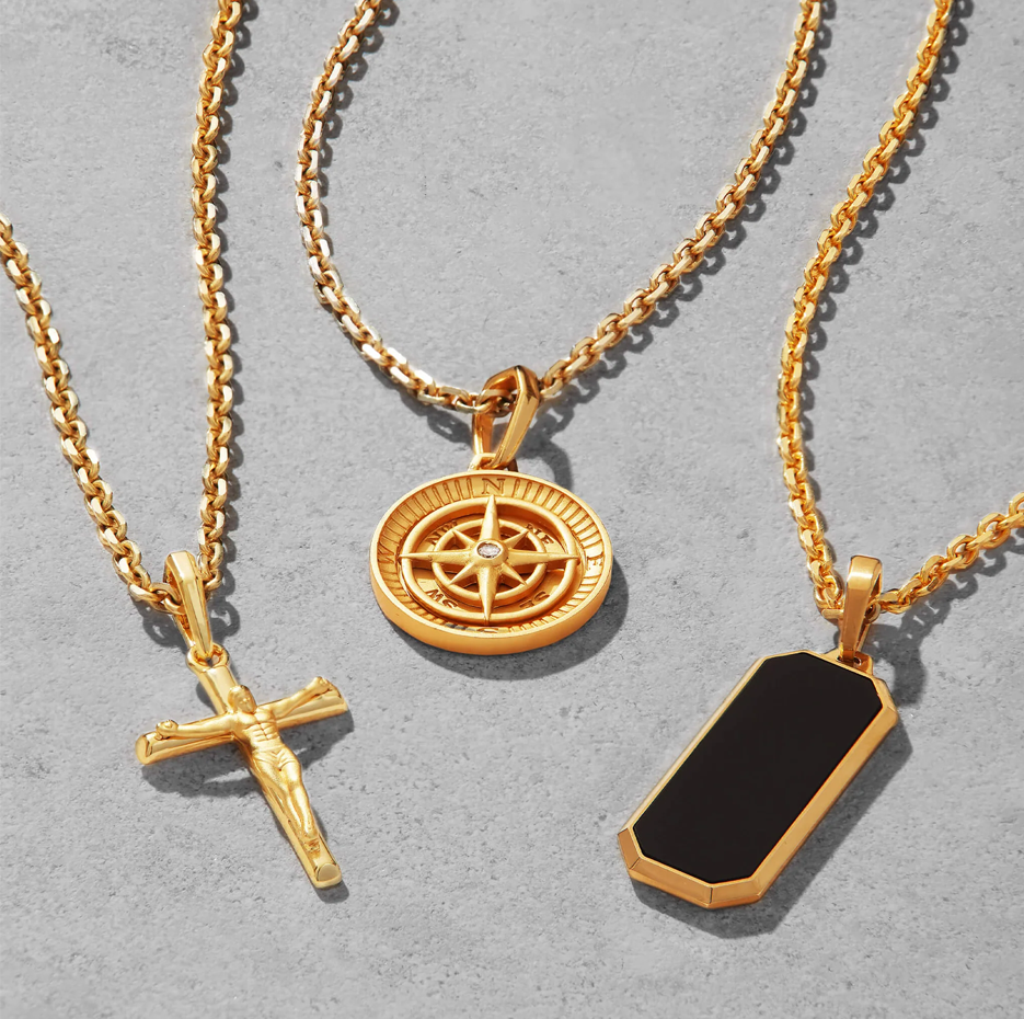 Sterling Silver with Yellow Gold Plated Cubic Zirconia Compass Pendant Charms