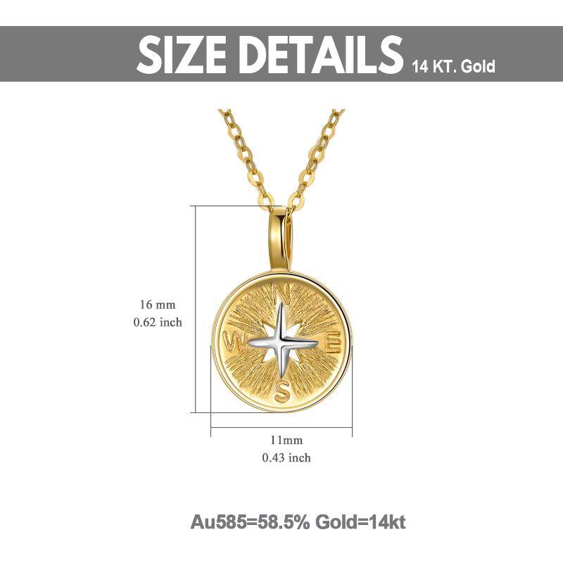 14K Gold Compass Pendant Necklace