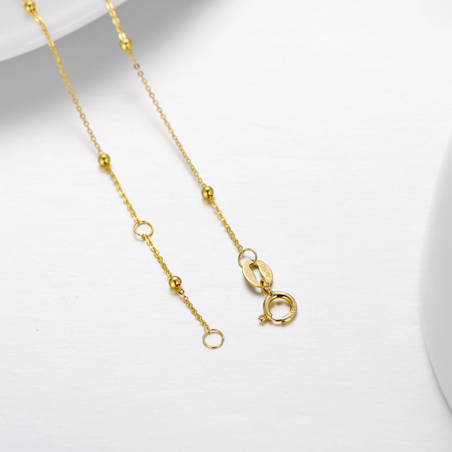 14K Gold Cross Bead Station Chain Bracelet