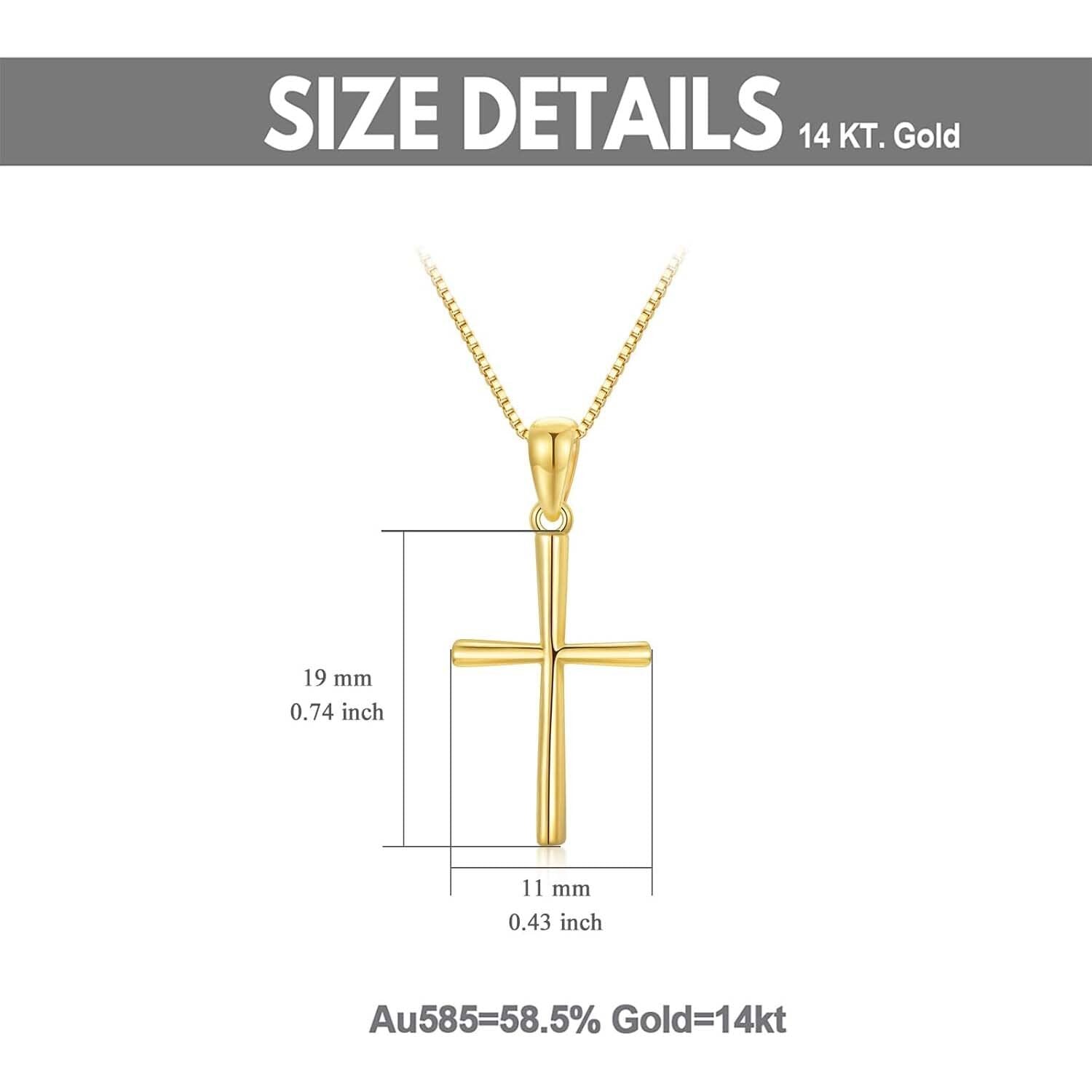 14K Gold Cross Box Chain Necklace for Women