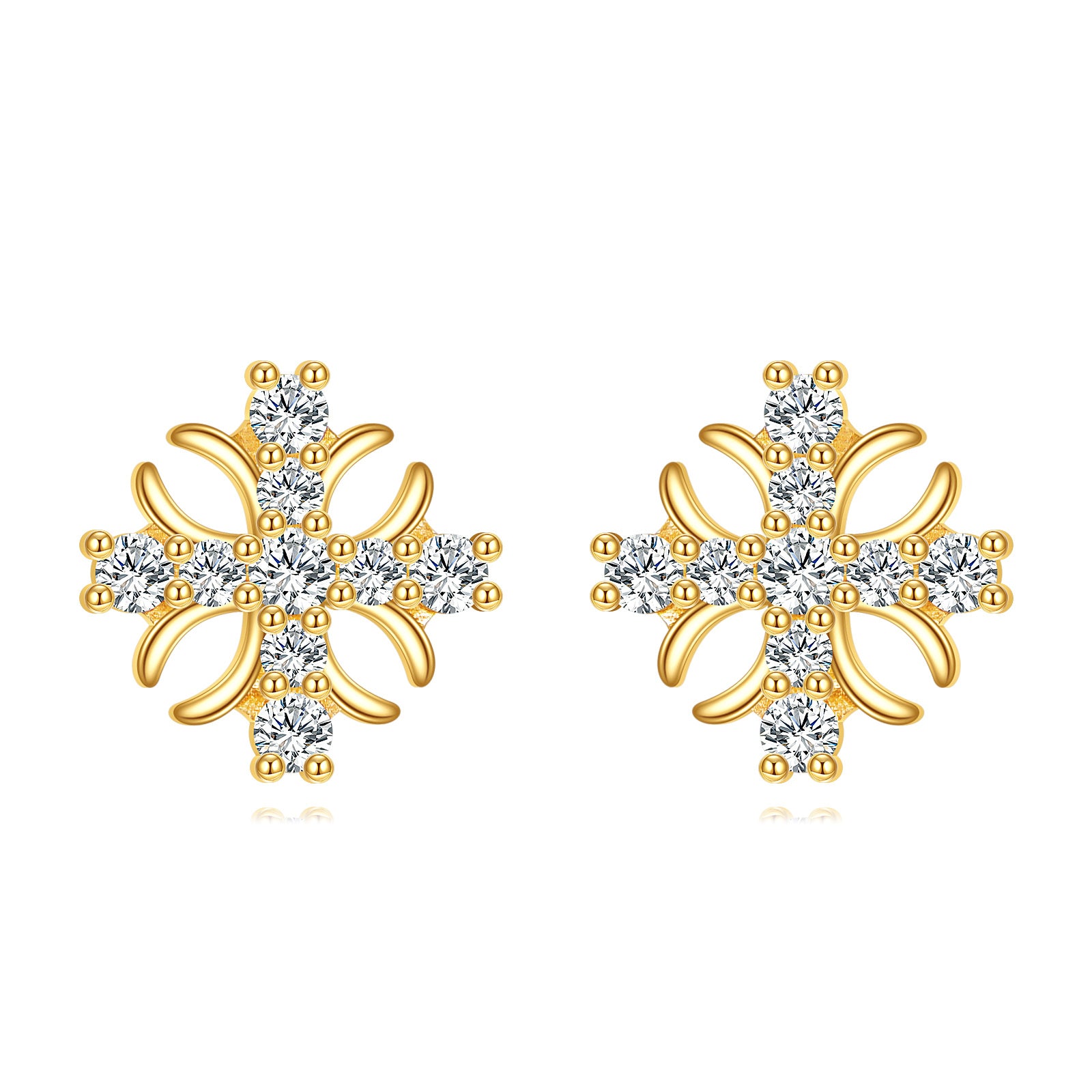 14K Gold Cubic Zirconia Cross Earrings