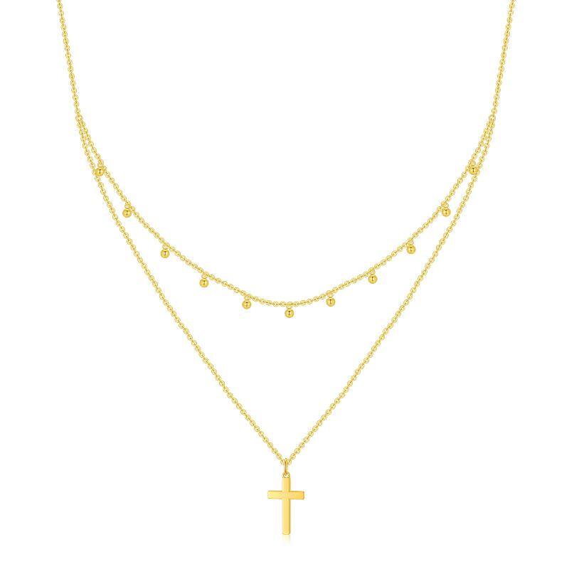 14K Gold Cross Layered Necklace