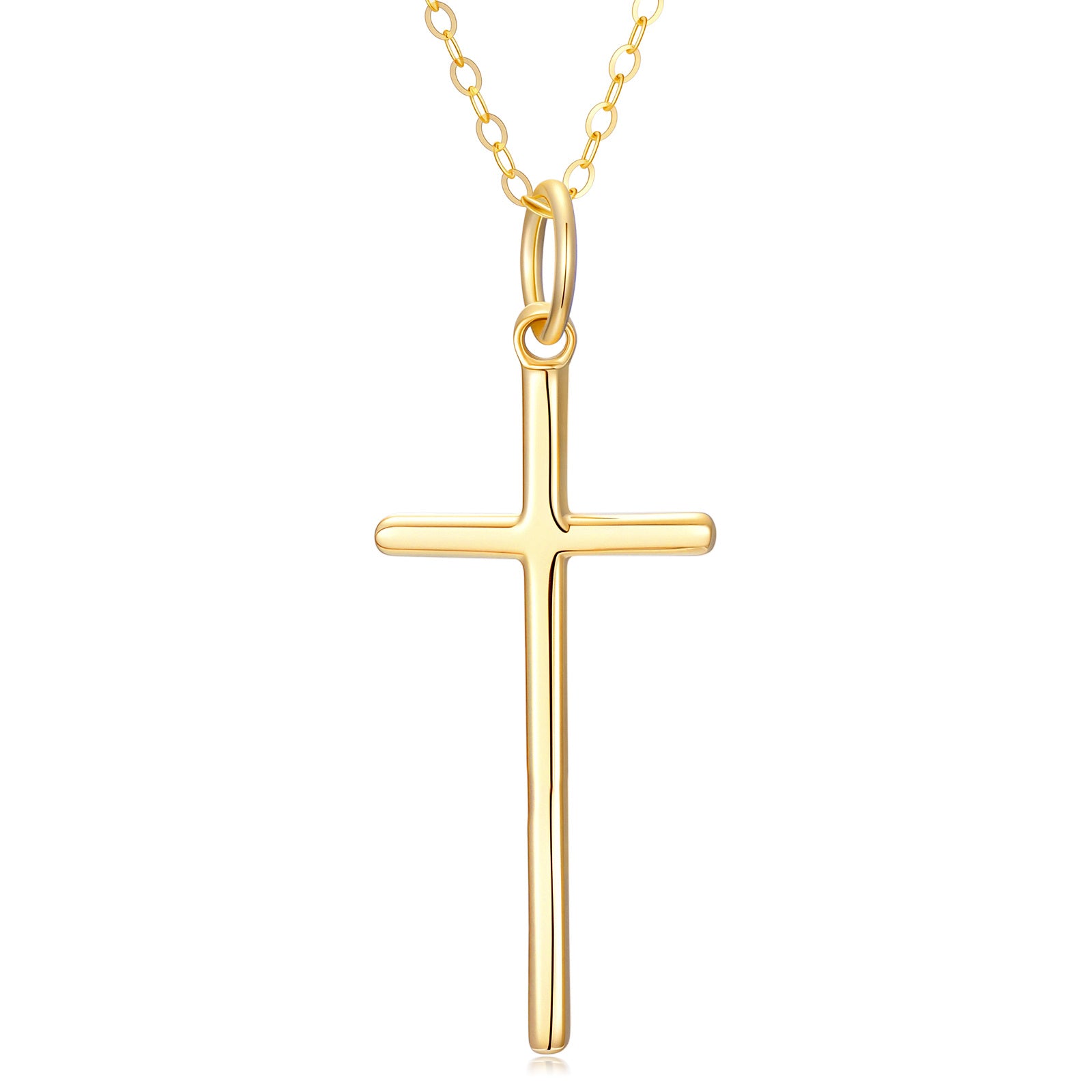 14K Gold Cross Pendant Necklace
