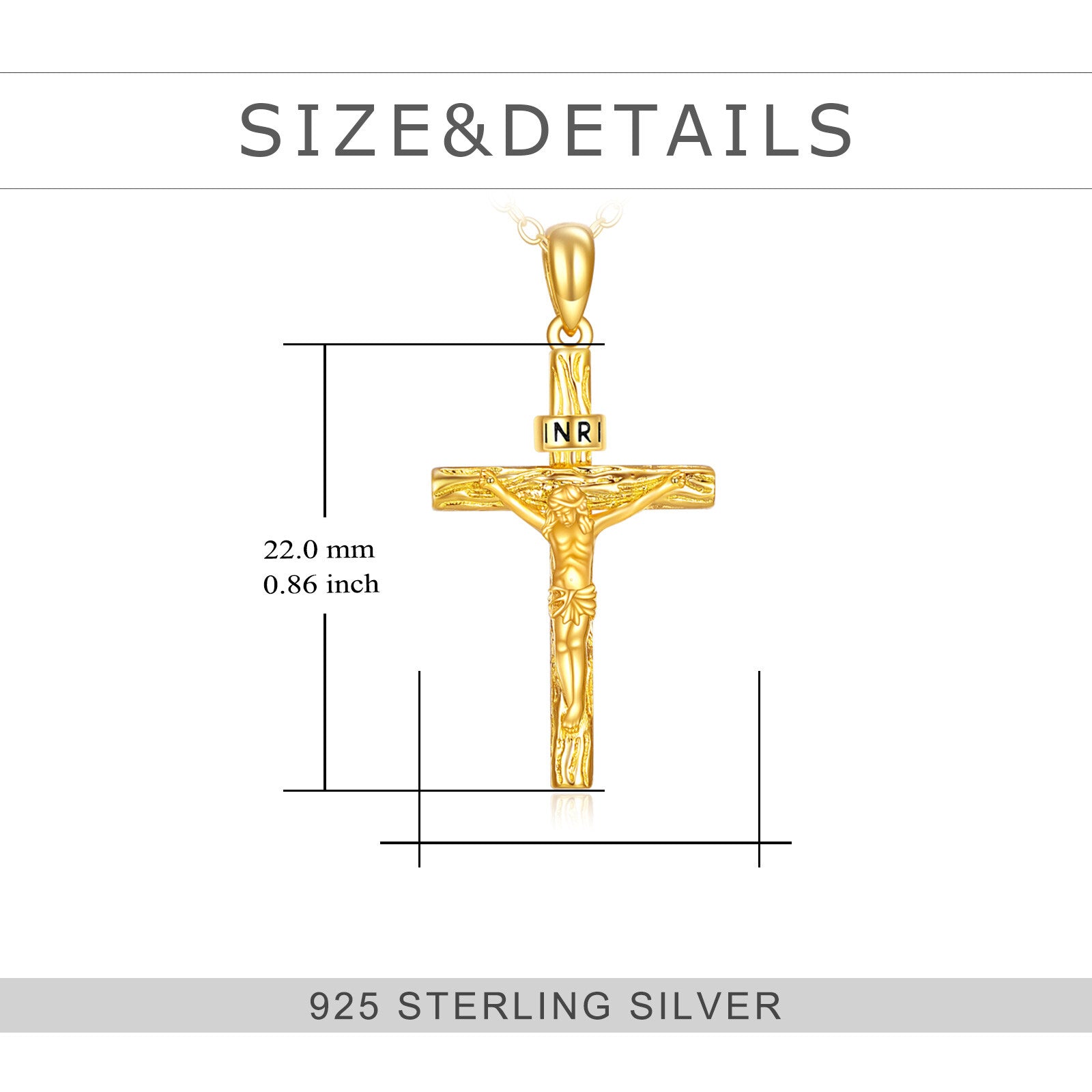 14K Gold Cross Pendant Necklace