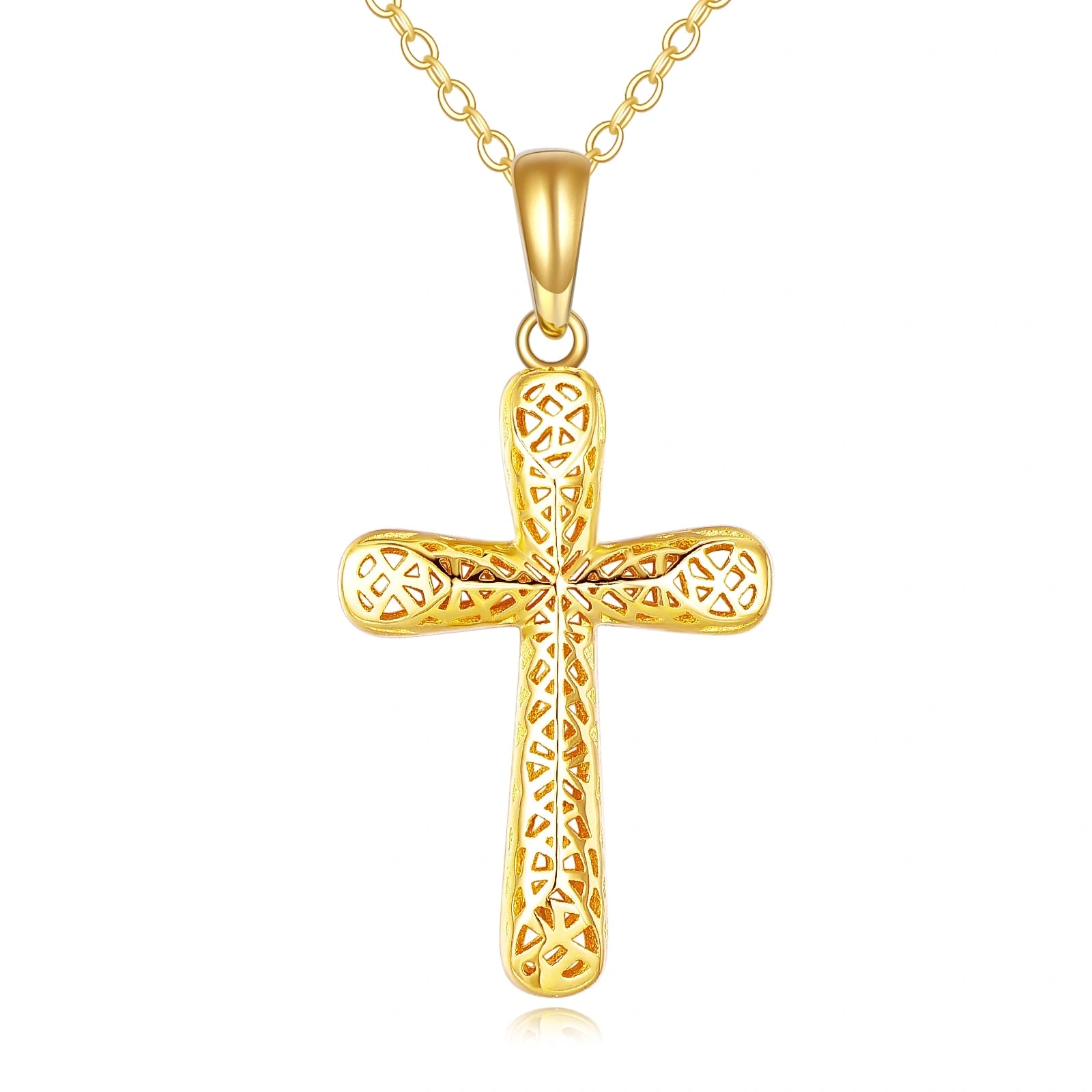 14K Gold Cross Pendant Necklace