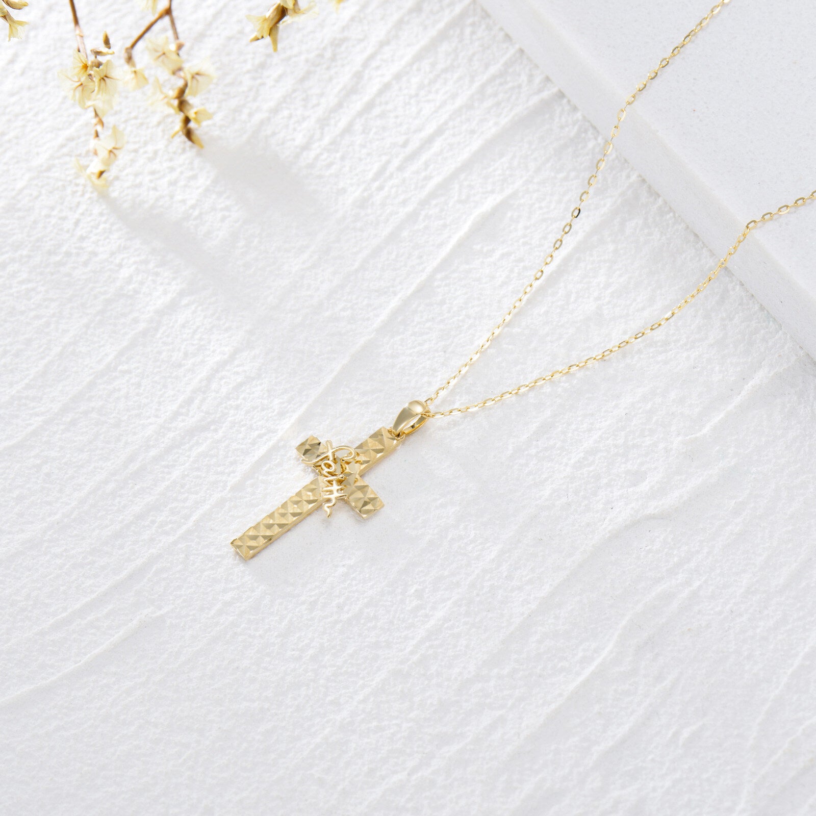 14K Gold Cross Pendant Necklace