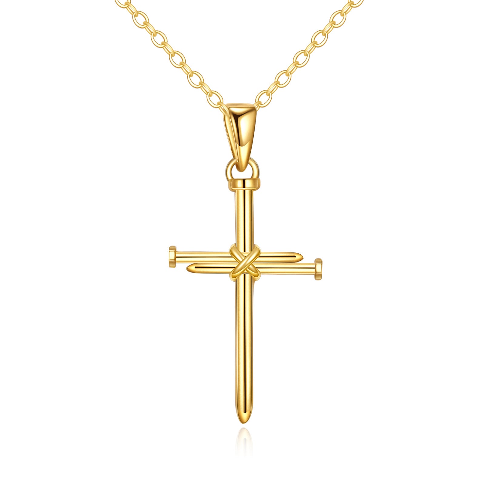 14K Gold Cross Pendant Necklace