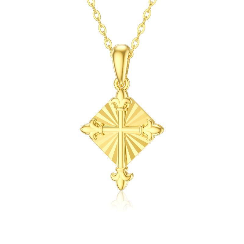 14K Gold Cross Pendant Necklace