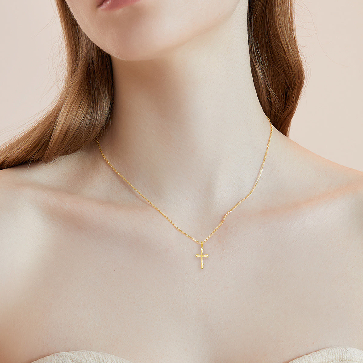 9K Gold Cross Pendant Necklace