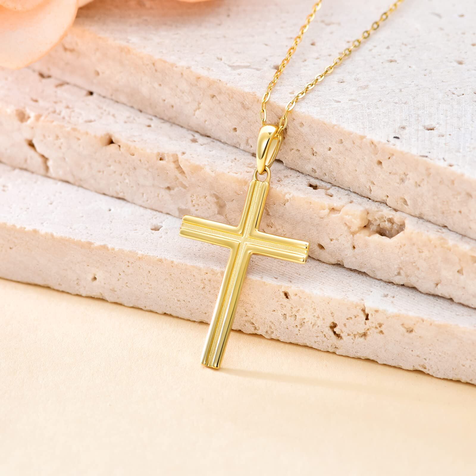 9K Gold Cross Pendant Necklace