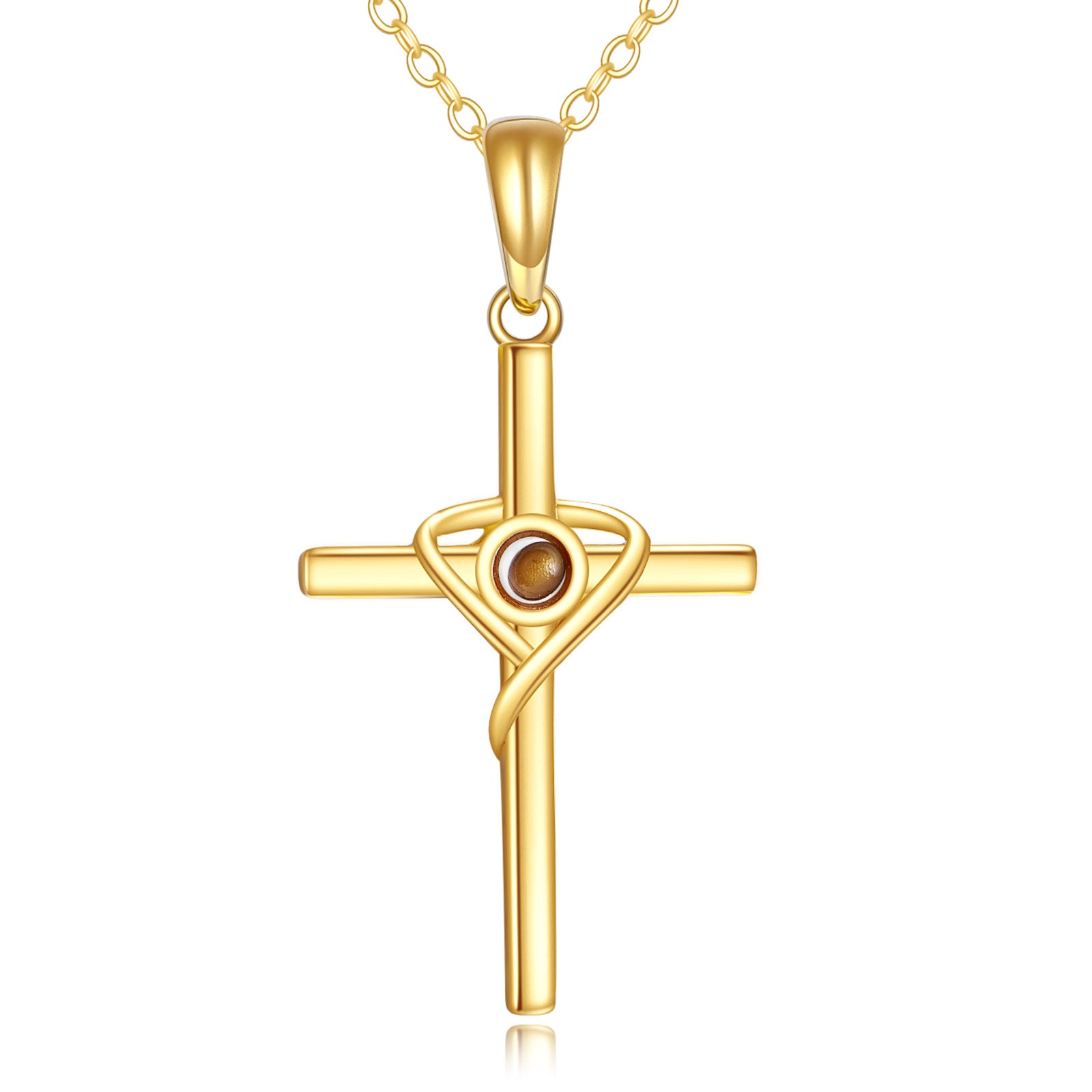 14K Gold Cross Rapeseed Pendant Necklace