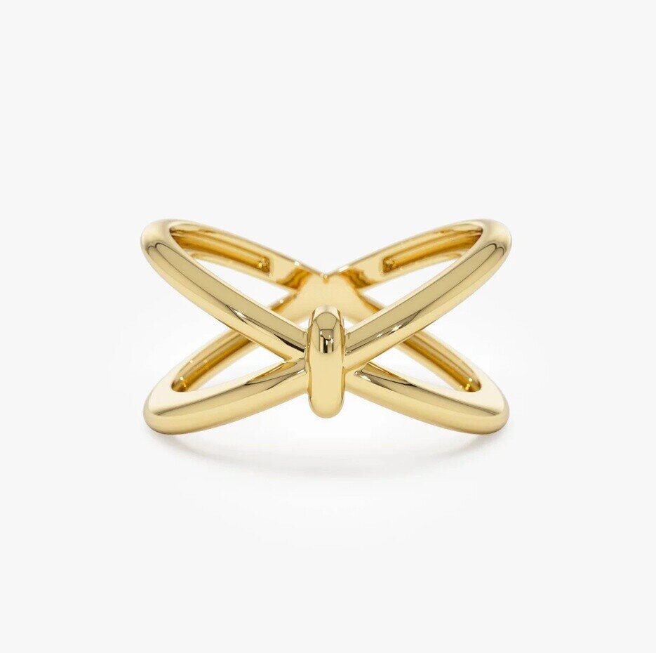 14K Gold Crossover Band