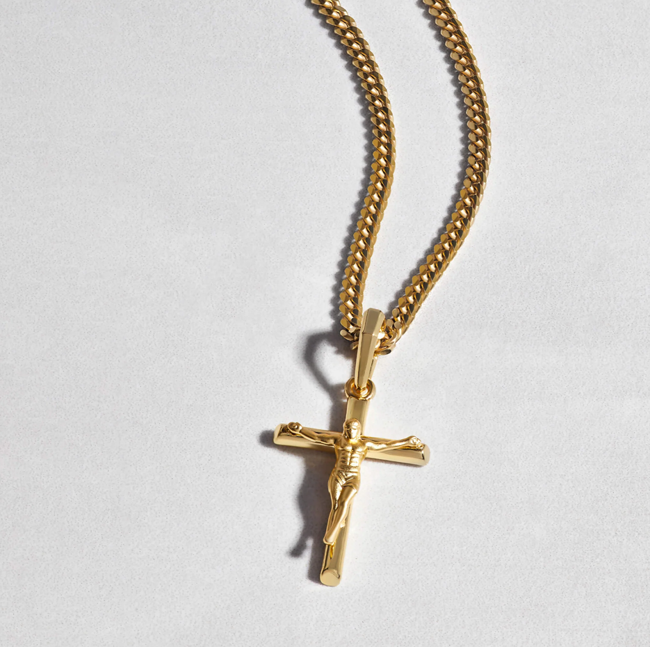 Sterling Silver with Yellow Gold Plated Crucifix Pendant