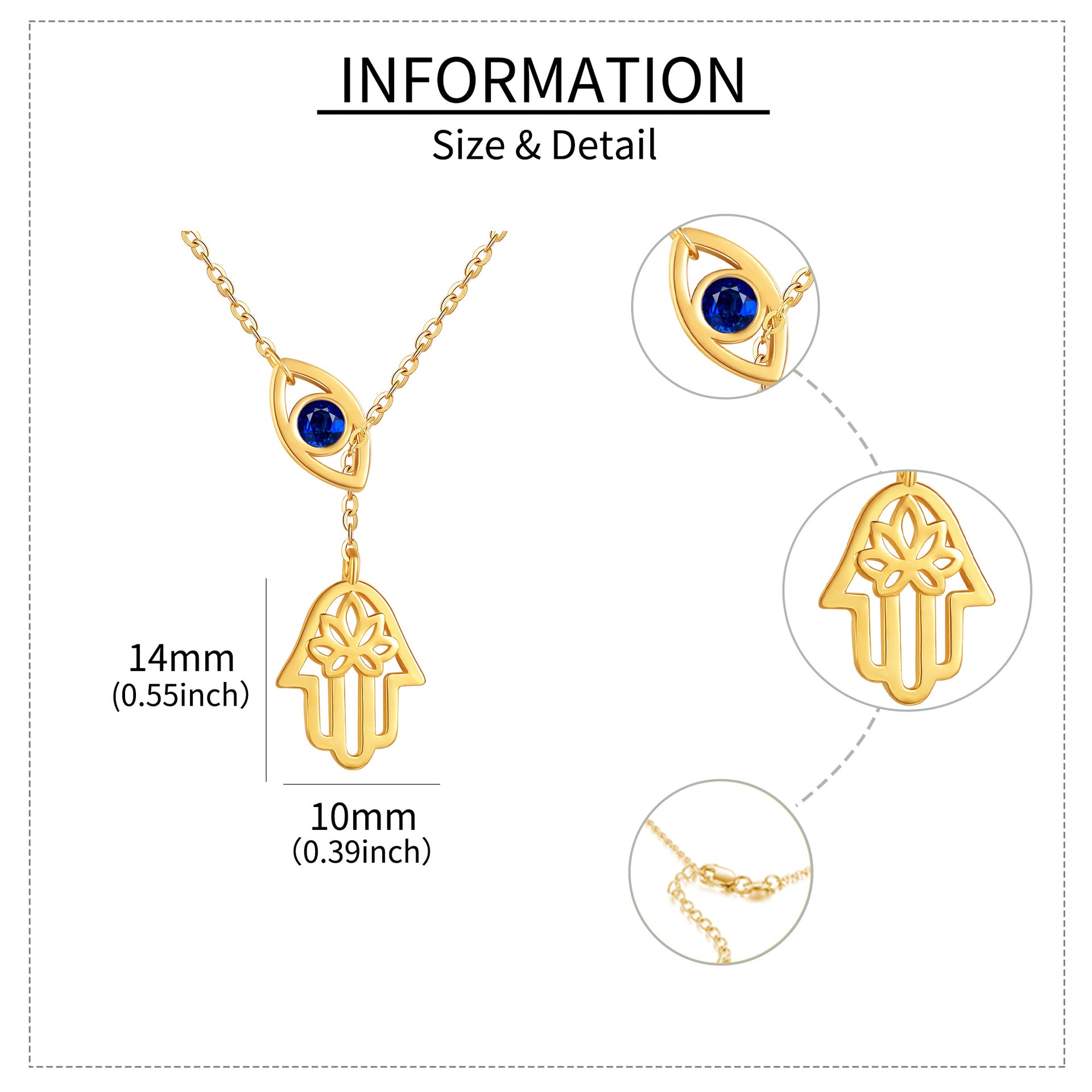 14K Gold Crystal Evil Eye Adjustable Y Necklace