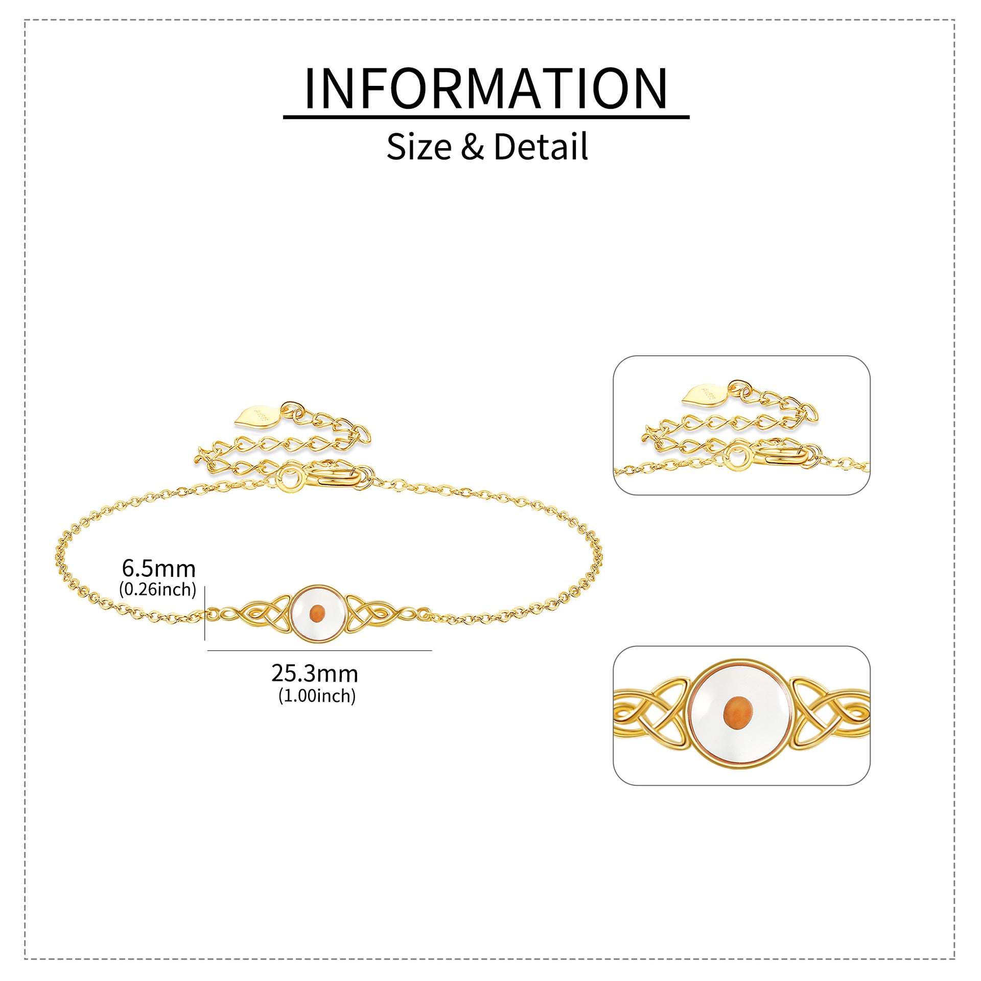 14K Gold Crystal Round Bracelet for Women