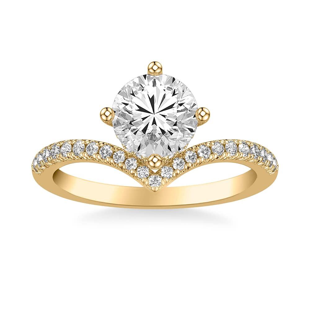 14K Gold Round Cut Moissanite Engagement Ring