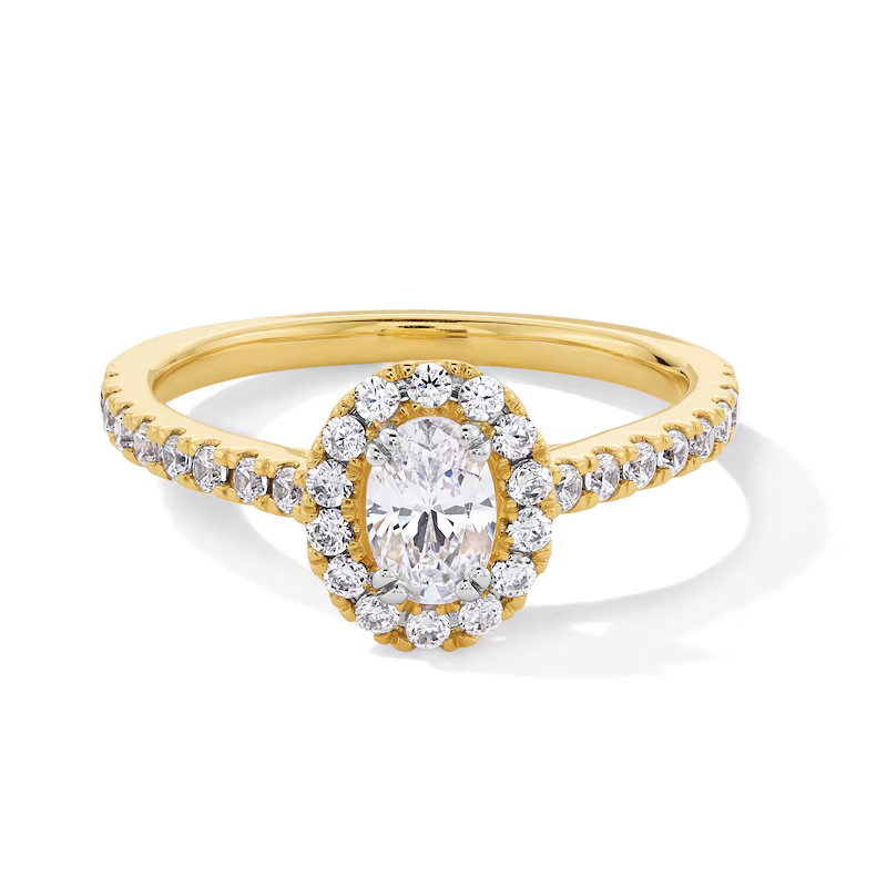 14K Gold 1 to 3.5 CT.T.W. Oval Lab Created Diamond Custom Frame Engagement Ring D VVS1-VS1 IGI Certified