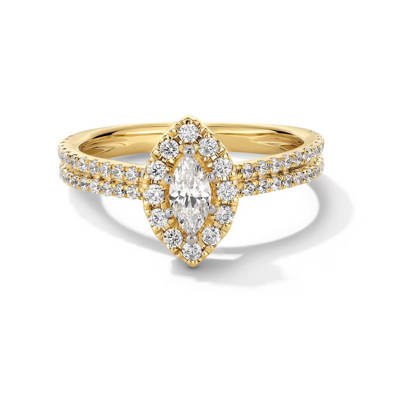 14K Gold 0.75 to 3.25 CT. T.W Marquise Shaped Lab Created Diamond Engagement Ring D VS1-VVS1 Clarity 3EX IGI Certified