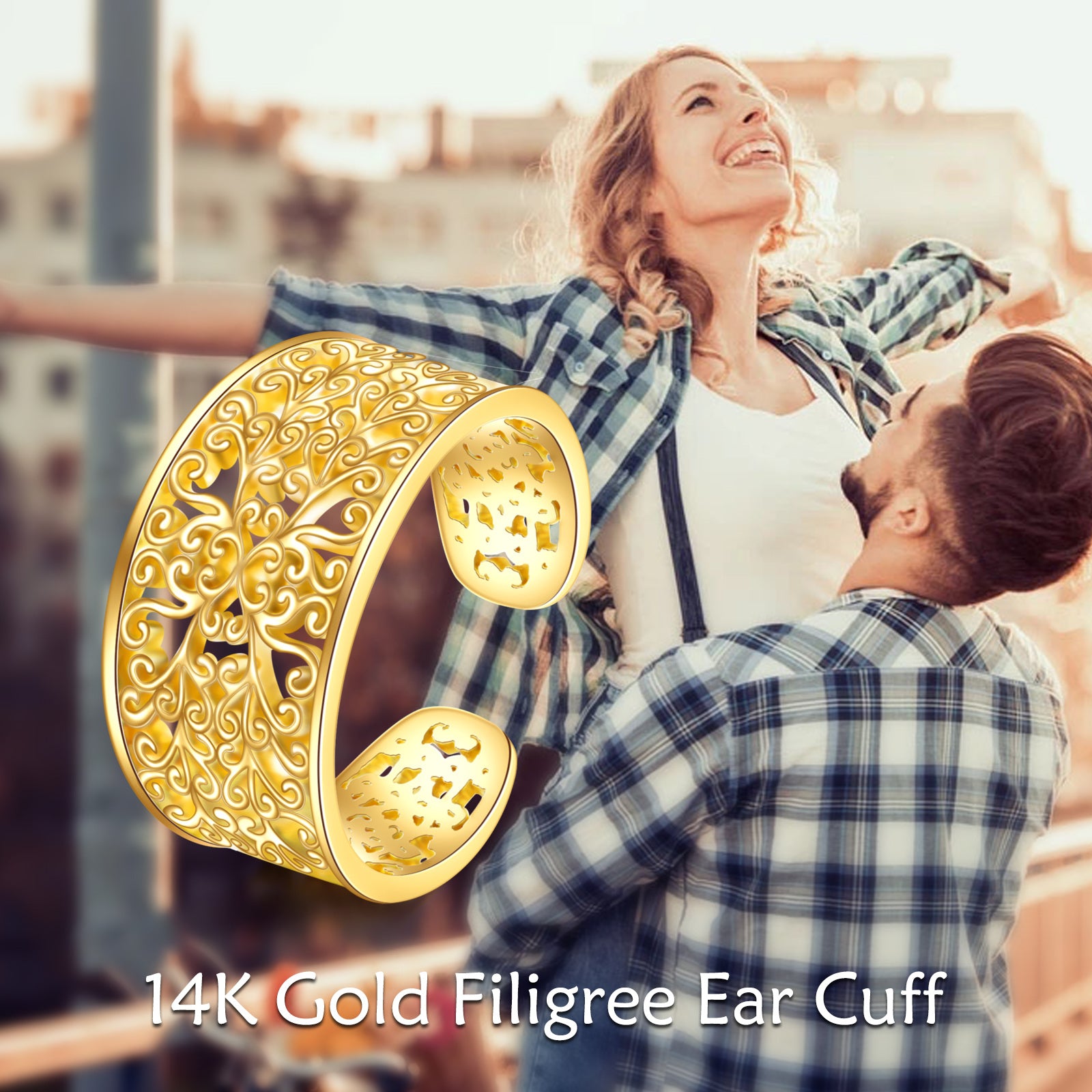 14K Gold Daffodil Cuff Earrings
