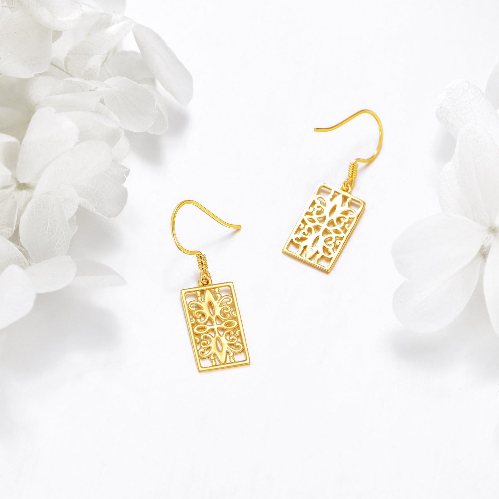 14K Gold Daffodil Drop Earrings