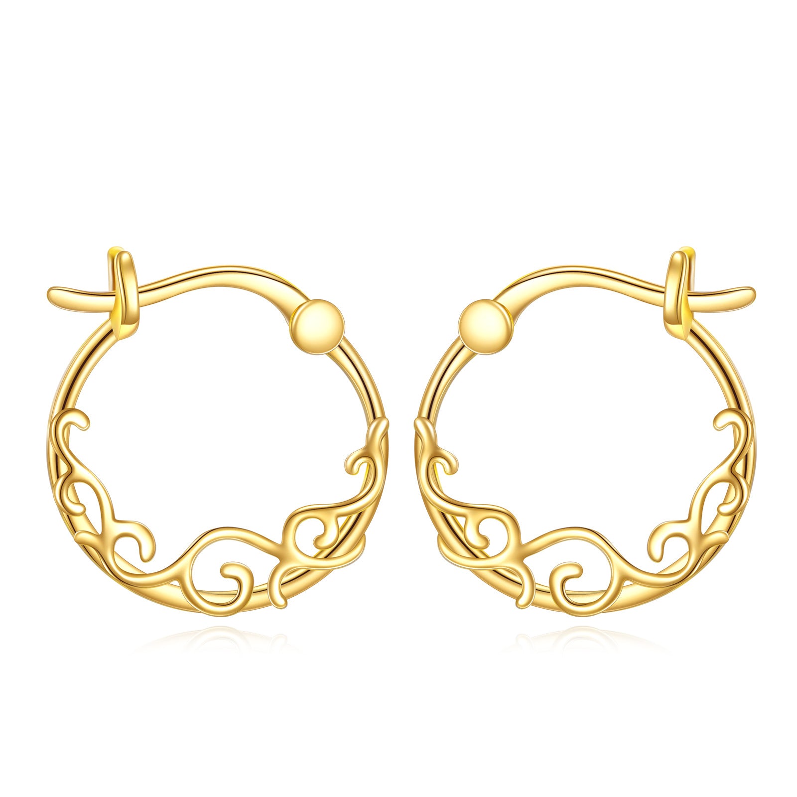 14K Gold Daffodil Hoop Earrings