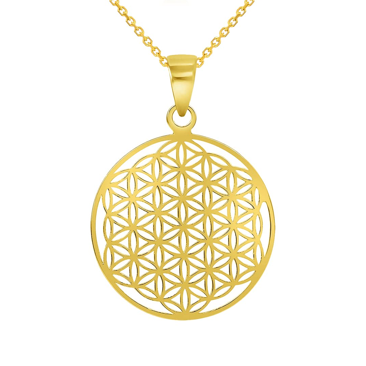 Sterling Silver with Yellow Gold Plated Dainty Flower of Life Pendant