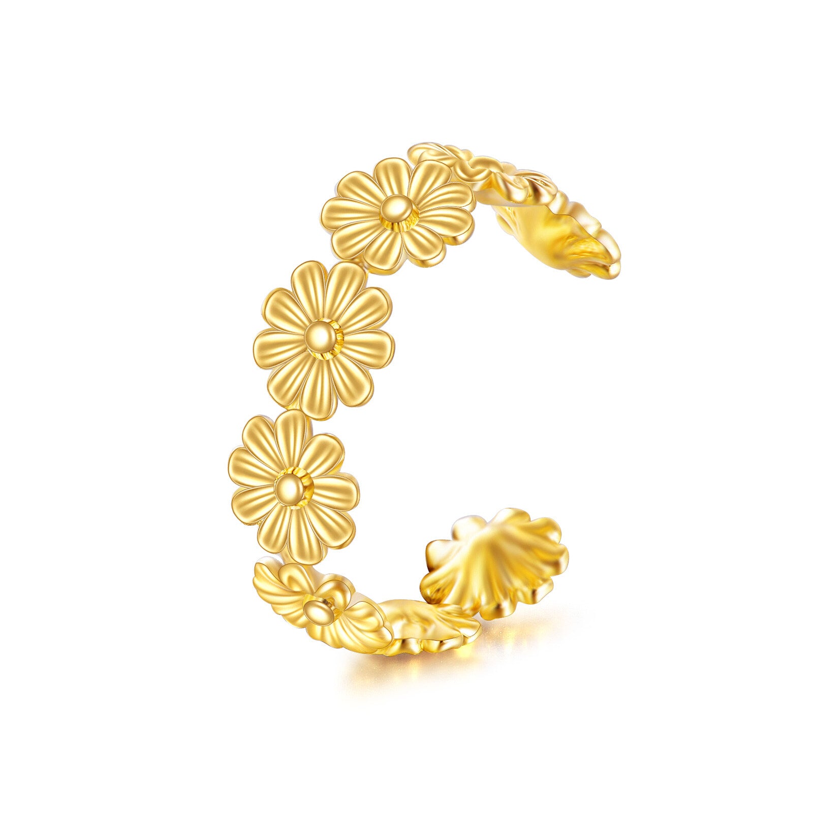 14K Gold Daisy Single Cuff Earrings