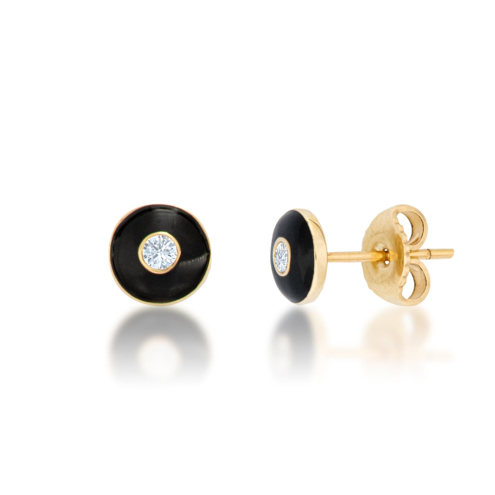 Black Enamel Stud Earrings