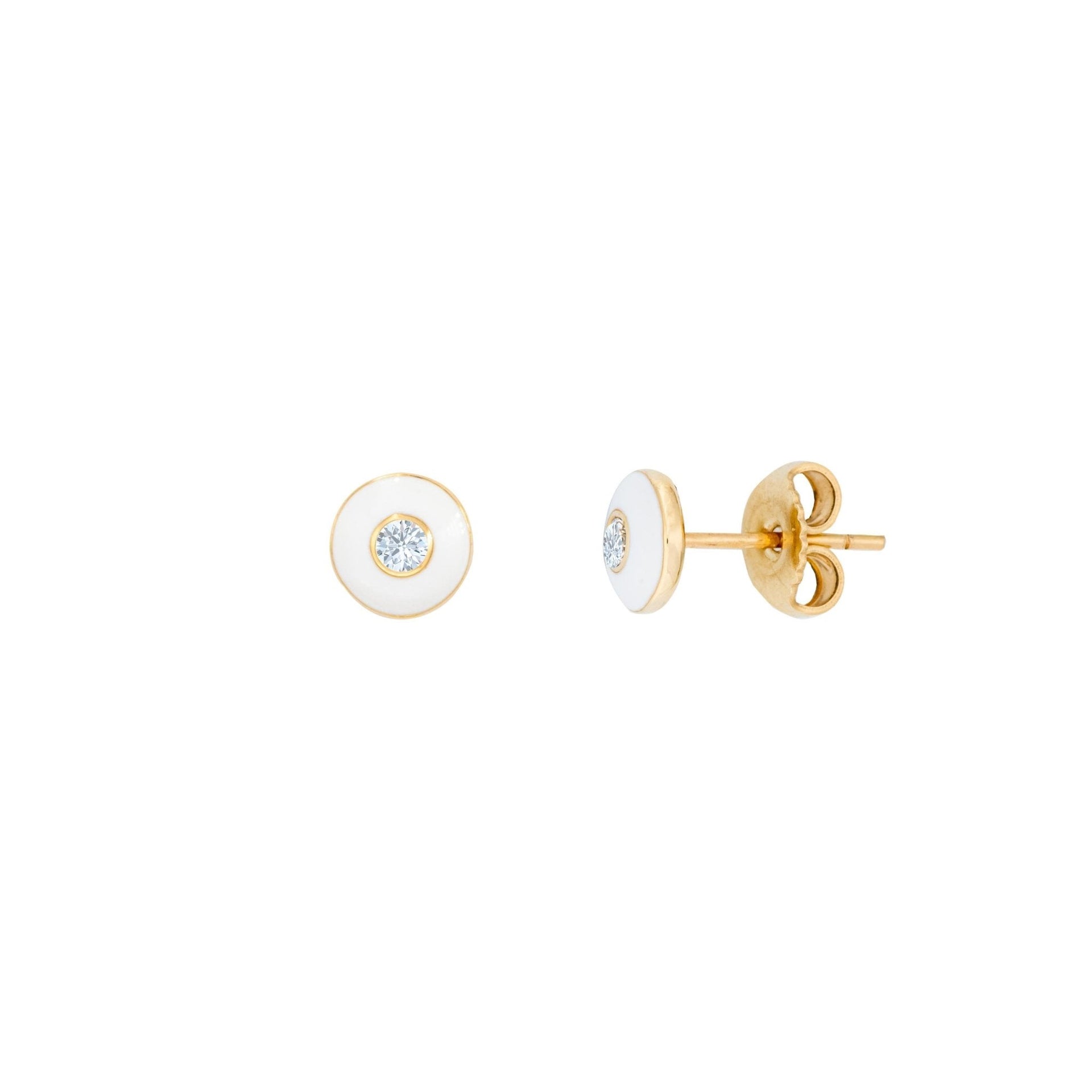White Enamel Stud Earrings