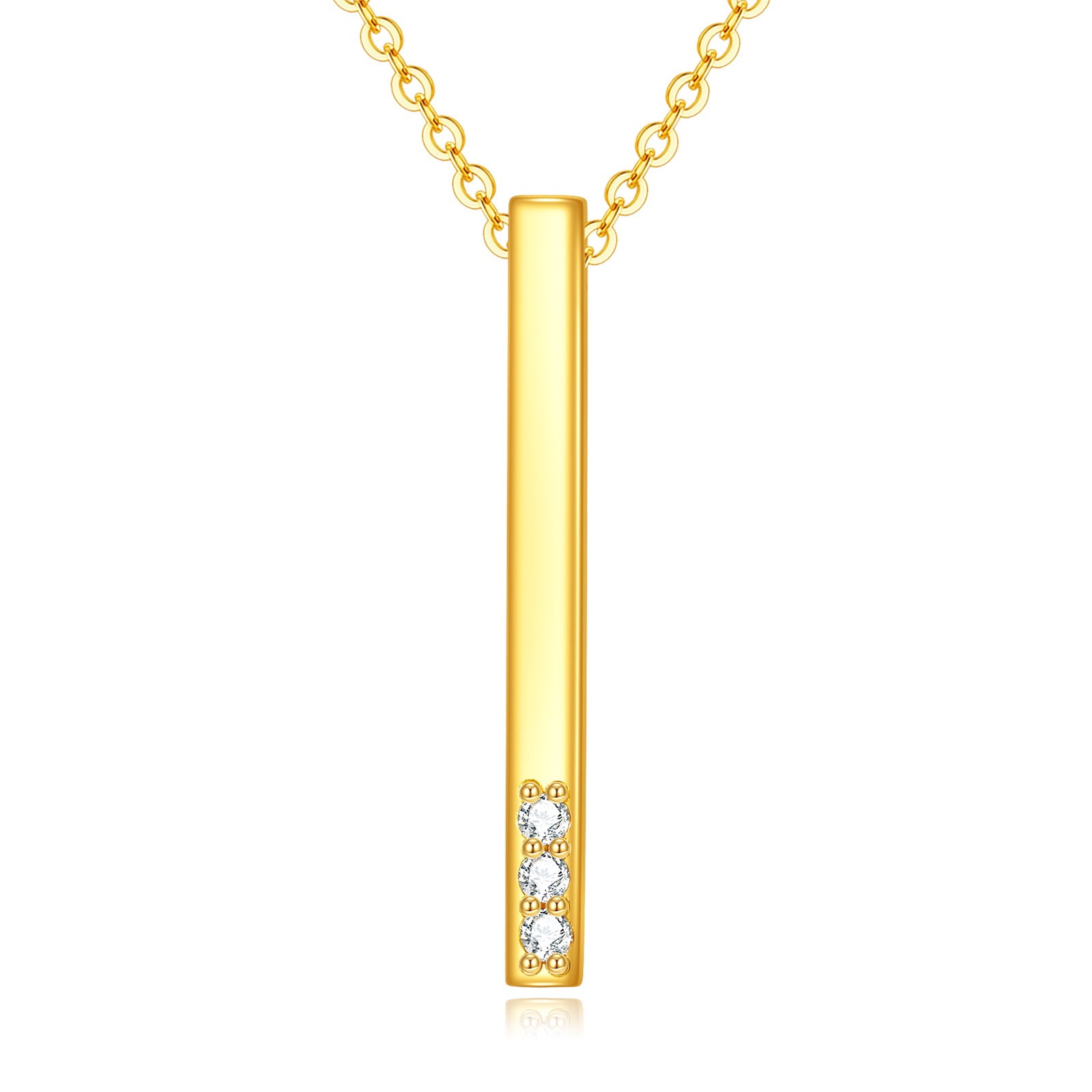 14K Gold Diamond Bar Necklace