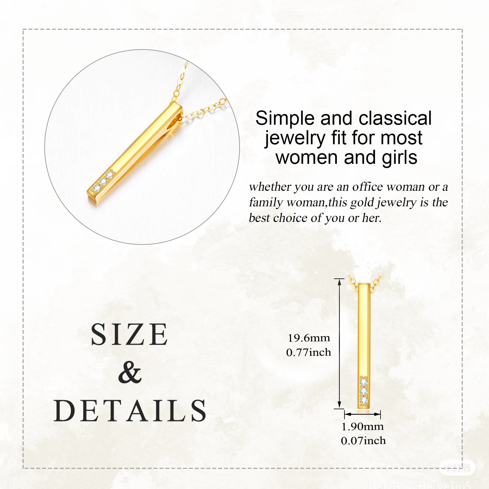 14K Gold Diamond Bar Necklace