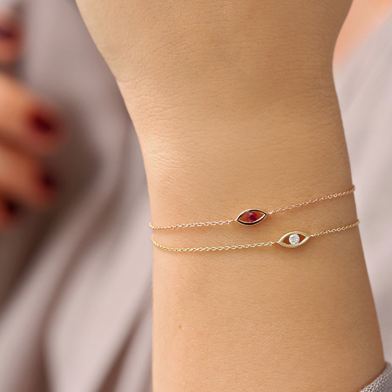 14K Gold Diamond Evil Eye Pendant Necklace