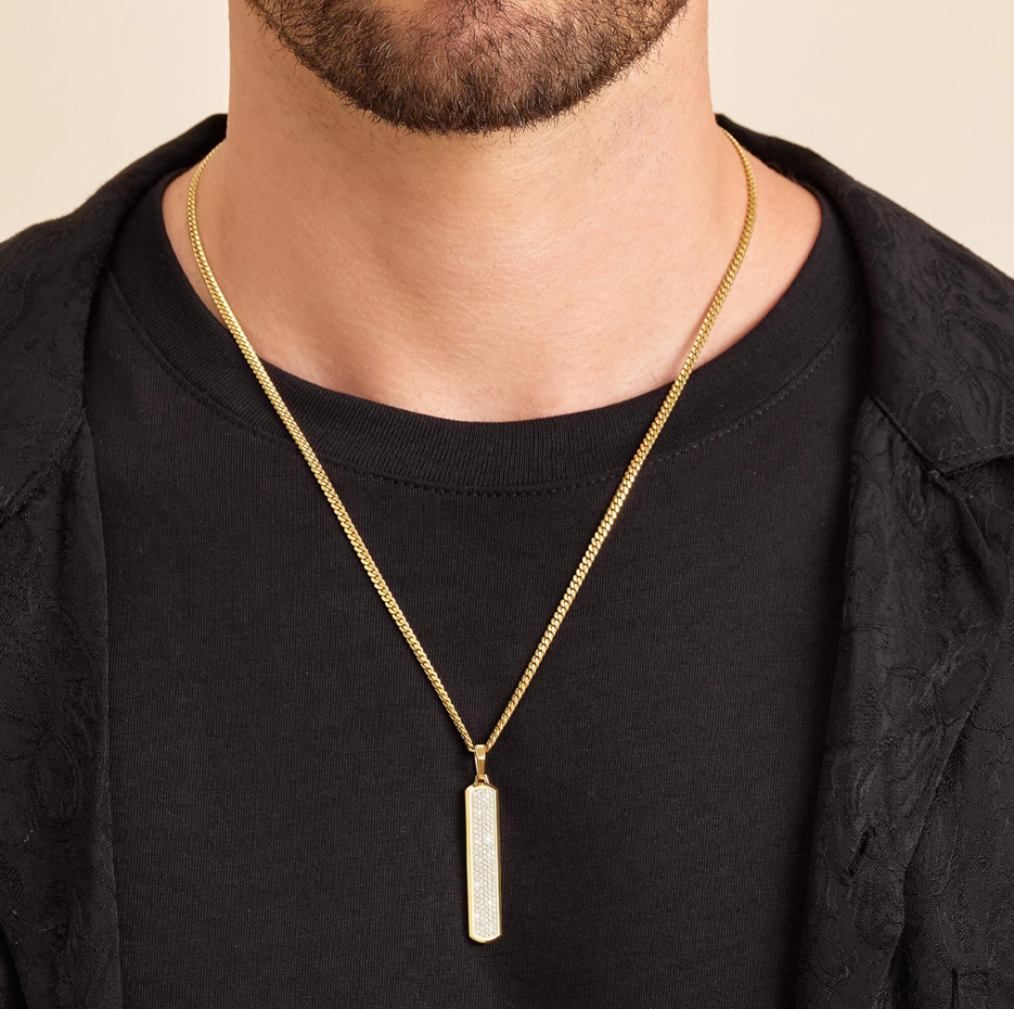 Sterling Silver with Yellow Gold Plated Diamond Iced Out Skyline Pendant
