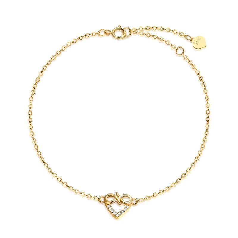 14K Gold Diamond Infinite Symbol Charm Bracelet