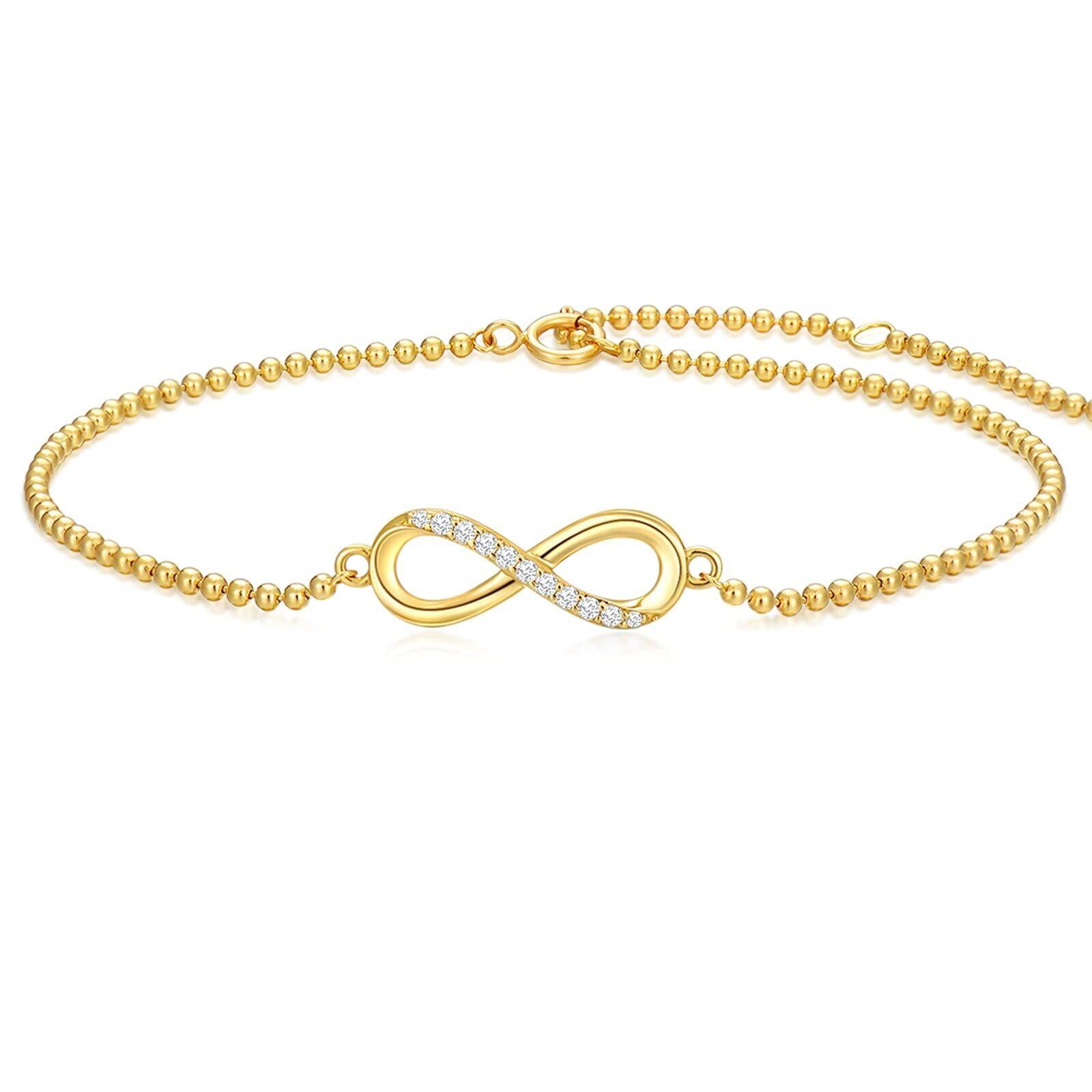 14K Gold Diamond Infinity Symbol Charm Bracelet