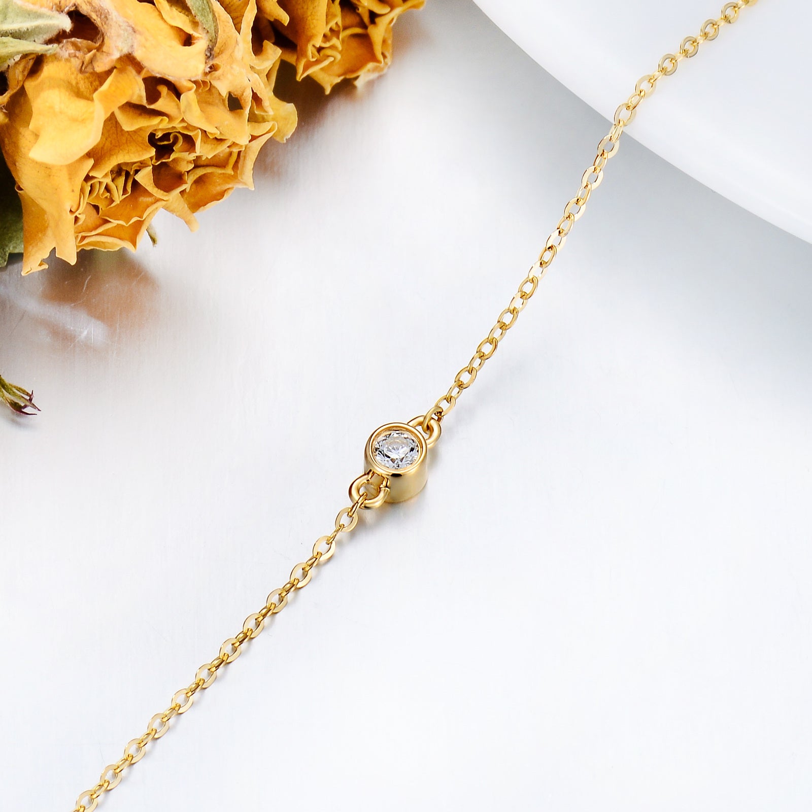 14K Gold Diamond Charm Bracelet