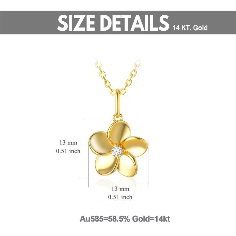 14K Gold Diamond Plumeria Pendant Necklace