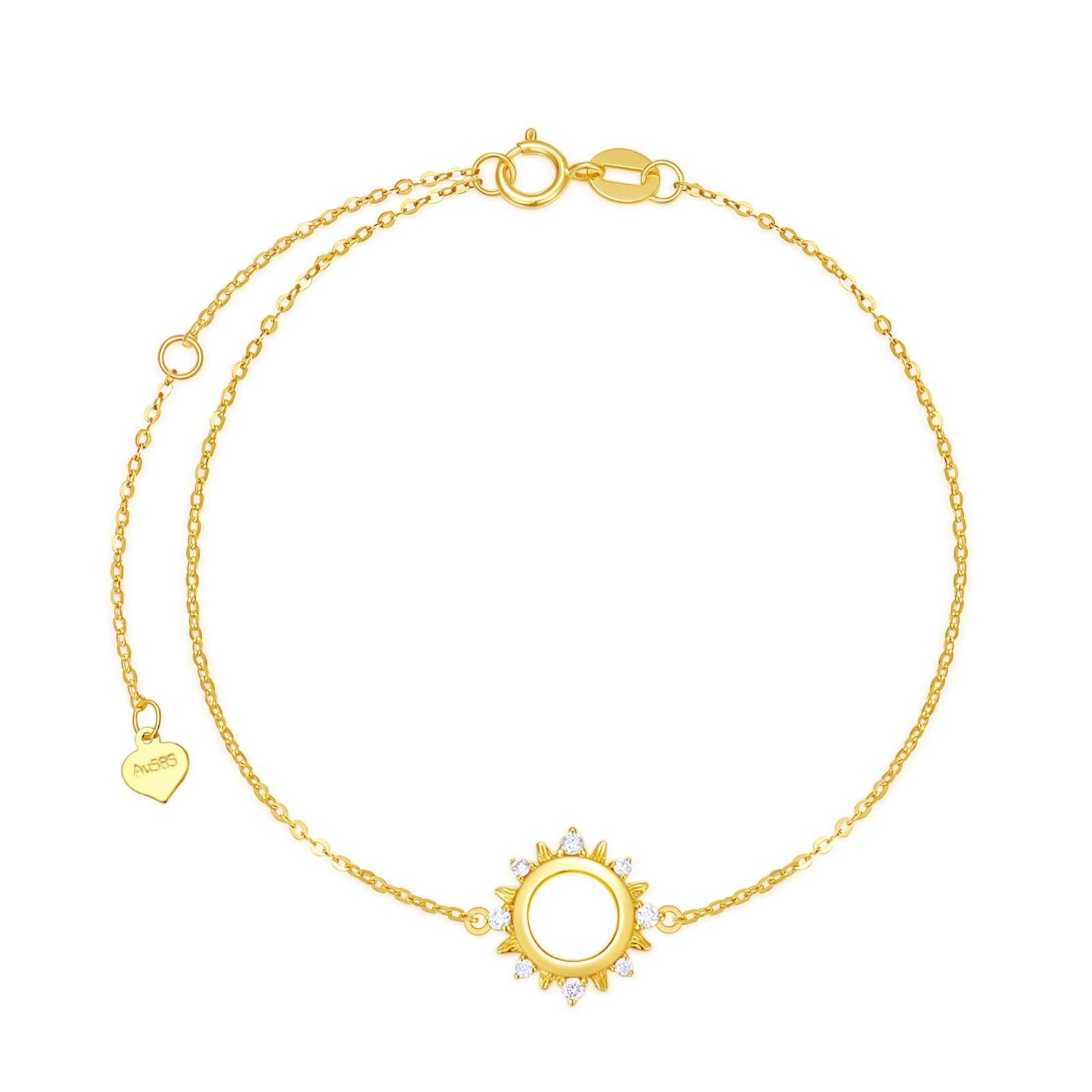 14K Gold Diamond Sun Charm Bracelet