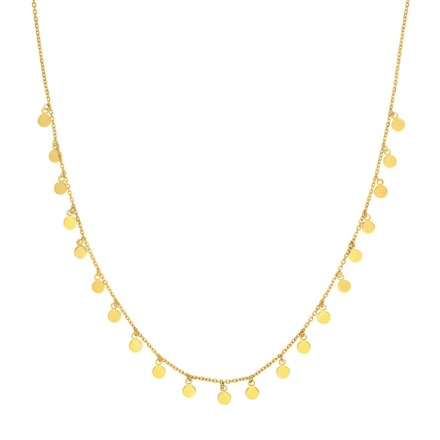 14K Gold Disc Station Necklace